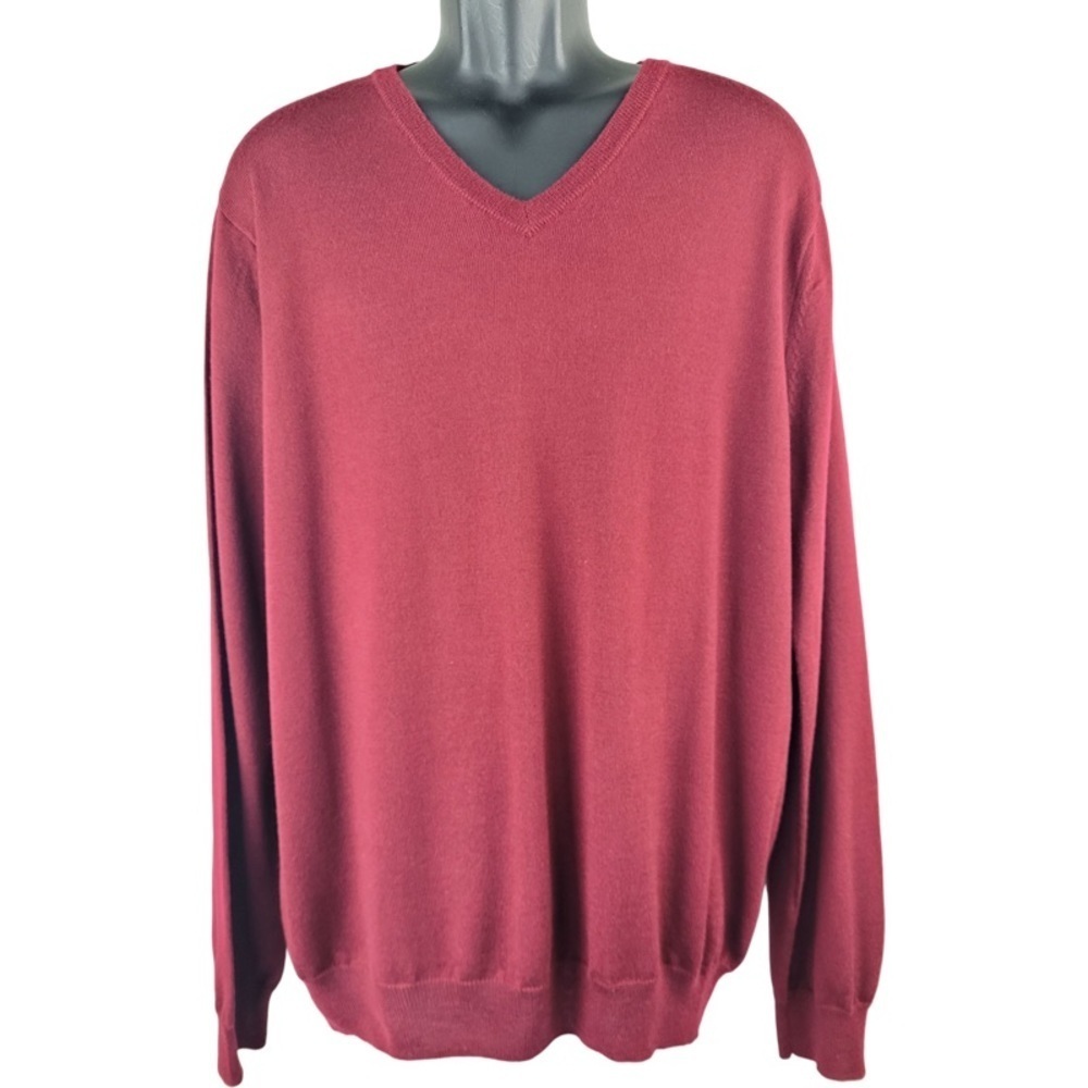 ✅ J.Crew men’s 100% merino wool v-neck pullover sweater red color size XL